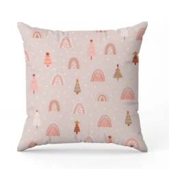 Sapin arc-en-ciel rose et beige - Fond rose