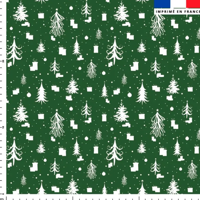 Sapin de Noel et cadeau blanc - Fond vert