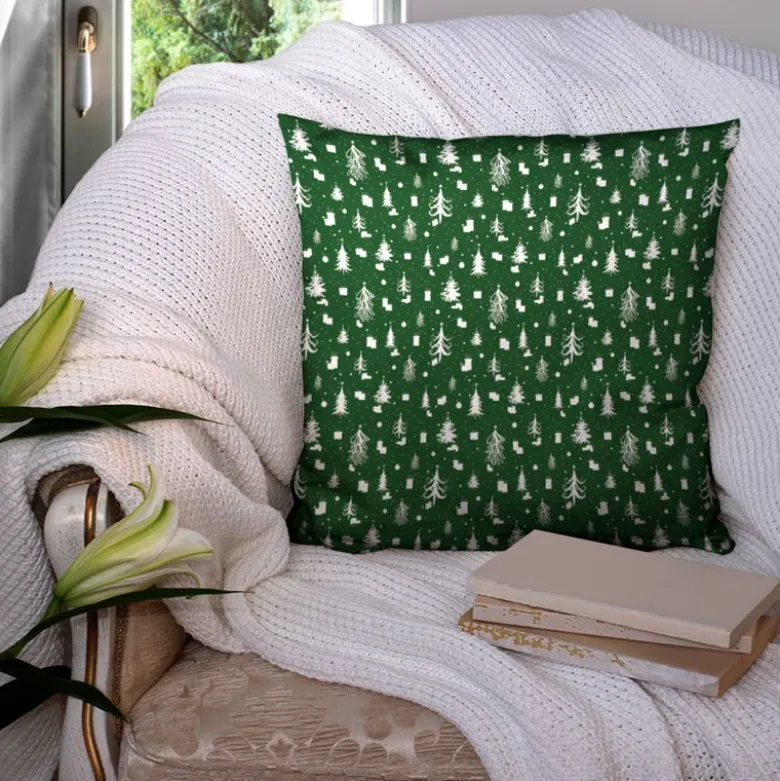 Sapin de Noel et cadeau blanc - Fond vert