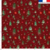 Sapin de Noel et cadeau vert et rouge - Fond bordeaux