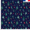 Sapin de Noel et cadeau vert et rouge - Fond bleu nuit