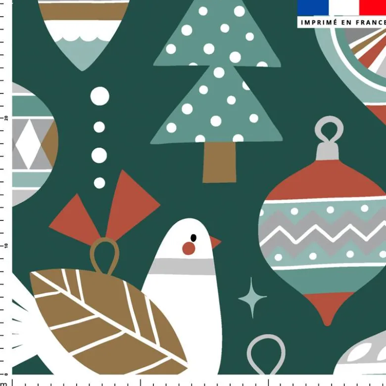 Sapin et boule de Noel - Fond vert canard
