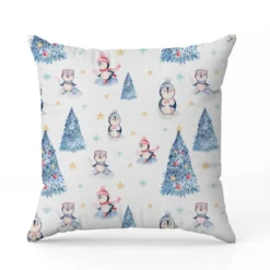 Sapin et pingouin de Noel - Fond blanc