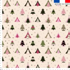 Sapin rose et vert - Fond beige - Création Lili Bambou Design