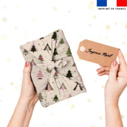 Sapin rose et vert - Fond beige - Création Lili Bambou Design