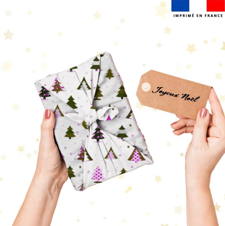 Sapin rose et vert - Fond blanc - Création Lili Bambou Design