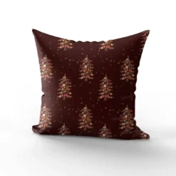 Sapins et petites fantaisies étincelantes - Fond marron