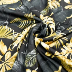 Satin anthracite imprimé jungle or
