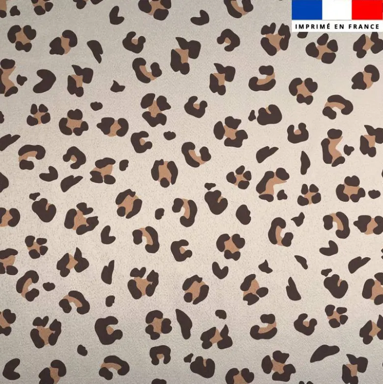 Satin beige motif léopard camel et marron