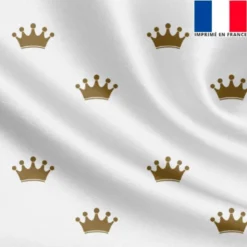 Satin écru imprimé couronne mordoré