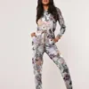 Satin écru motif attrape-rêve fleur et papillon rose violet et vert