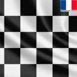Satin imprimé damier noir et blanc