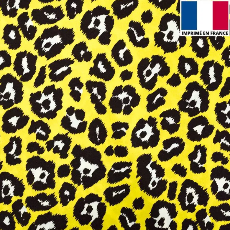 Satin imprimé léopard jaune