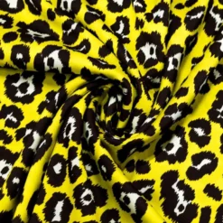 Satin imprimé léopard jaune