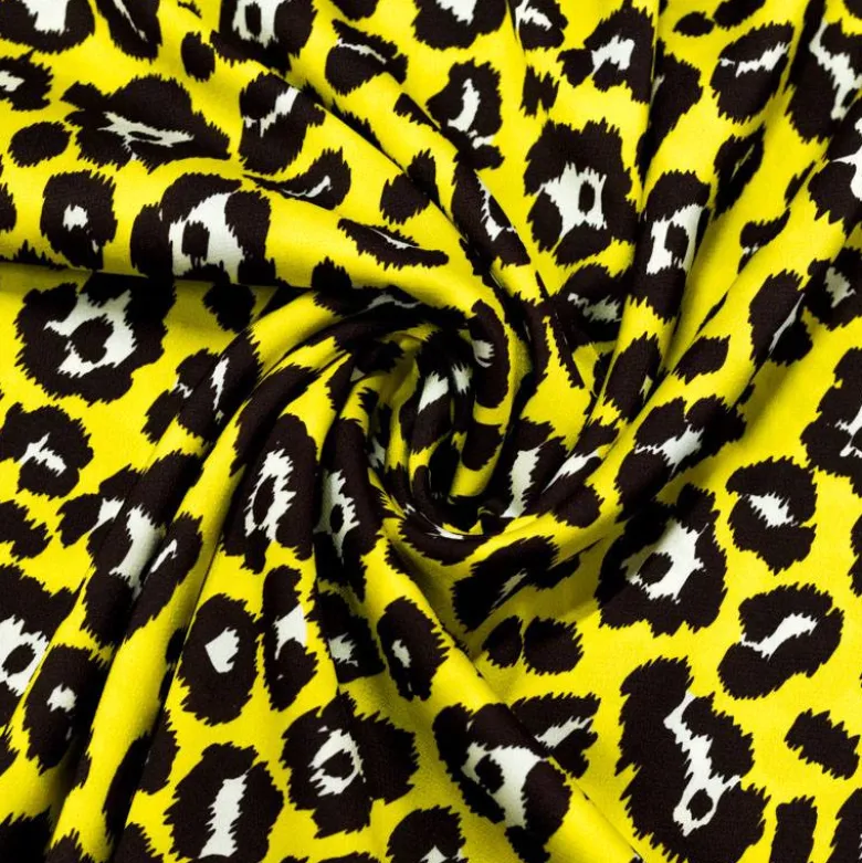 Satin imprimé léopard jaune