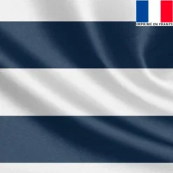Satin imprimé rayé bleu et blanc