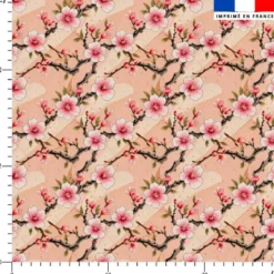 Simili cuir imprimé fleur d'amandier