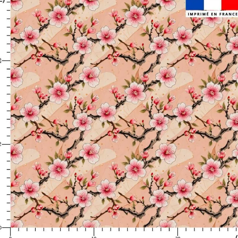 Simili cuir imprimé fleur d'amandier