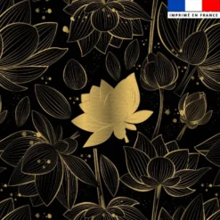 Simili cuir imprimé fleur de lotus art déco gold