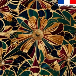 Simili cuir imprimé fleurs art déco