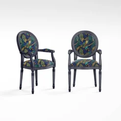 Simili cuir imprimé paon or bleu et vert art déco