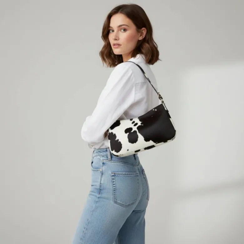 Simili cuir imprimé peau de vache noire