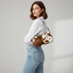 Simili cuir imprimé peau de vache marron