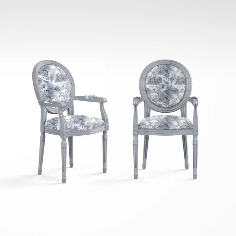 Simili cuir imprimé toile jouy jungle bleue