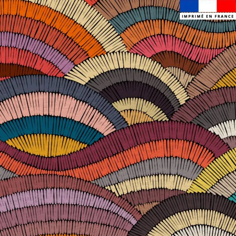 Simili cuir imprimé vague ethnique multicolore