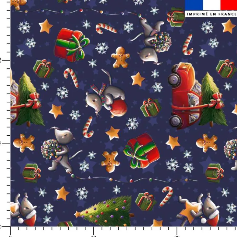 Souris de noel - Fond bleu - Création Stillistic