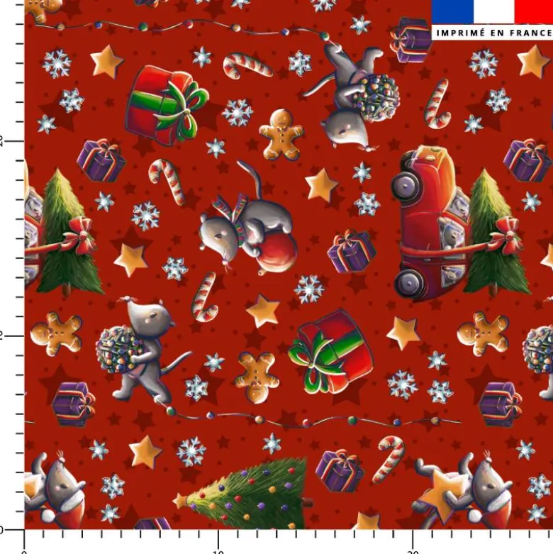 Souris de noel - Fond rouge - Création Stillistic