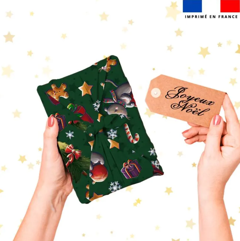 Souris de noel - Fond vert - Création Stillistic