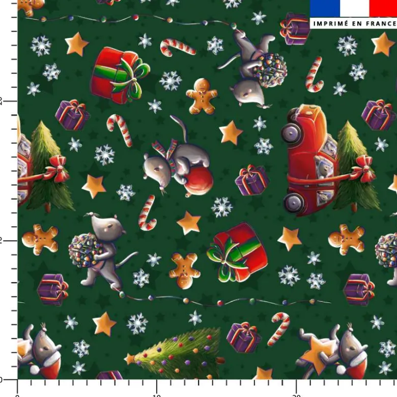 Souris de noel - Fond vert - Création Stillistic