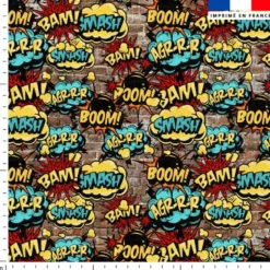 Street art graffiti boom jaune - Fond effet mur de brique