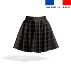 Tartan crème et rouge - Fond anthracite effet jute