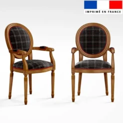 Tartan crème et rouge - Fond anthracite effet jute