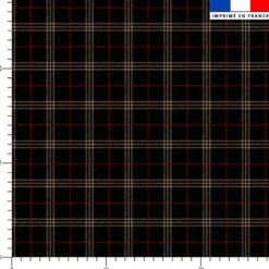 Tartan crème et rouge - Fond anthracite effet jute