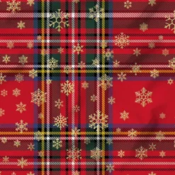Tartan et flocon de neige or - Fond rouge