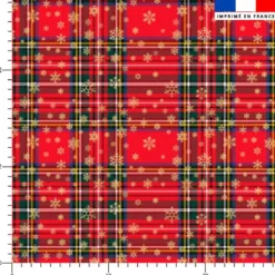 Tartan et flocon de neige or - Fond rouge