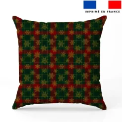 Tartan et flocons dorés - Fond vert