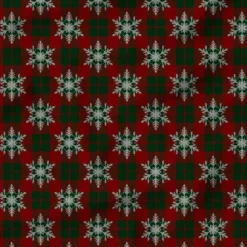 Tartan et gros flocons - Fond rouge
