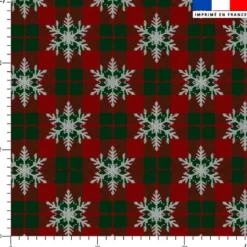 Tartan et gros flocons - Fond rouge