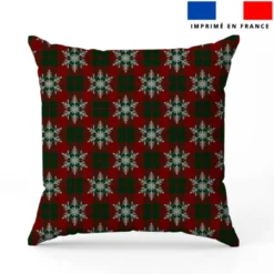 Tartan et gros flocons - Fond rouge