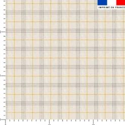 Tartan jaune et gris - Fond crème effet jute