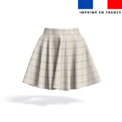 Tartan jaune et gris - Fond crème effet jute