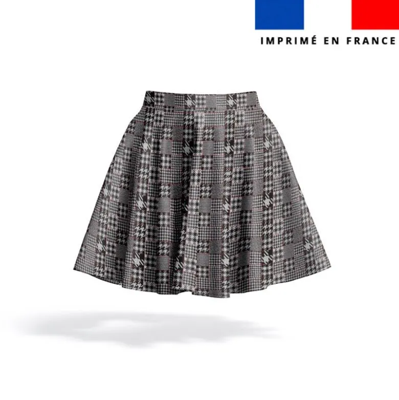 Tartan patchwork effet tweed - Fond gris