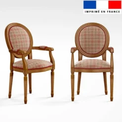 Tartan rouge et noir - Fond beige effet jute