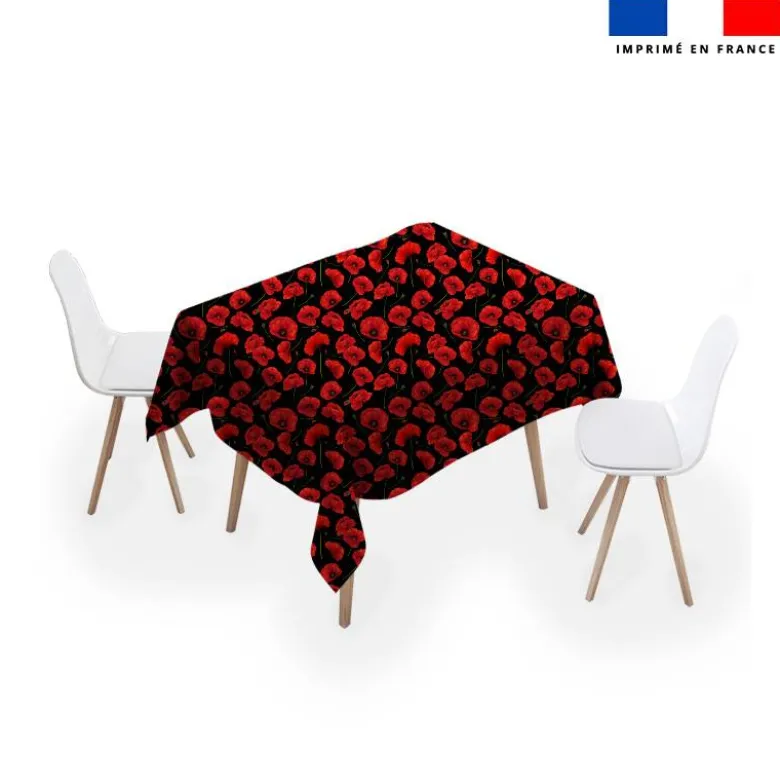Tissu antitâche pour nappe imprimé grand coquelicot