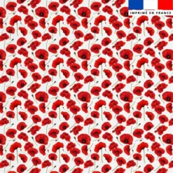 Tissu anti-tâche pour nappe imprimé coquelicot