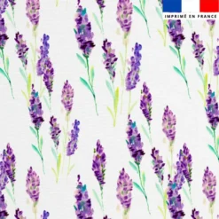 Tissu anti-tâche pour nappe imprimé lavande aquarelle